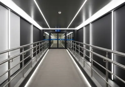 Accessible ramp with stainless steel handrails